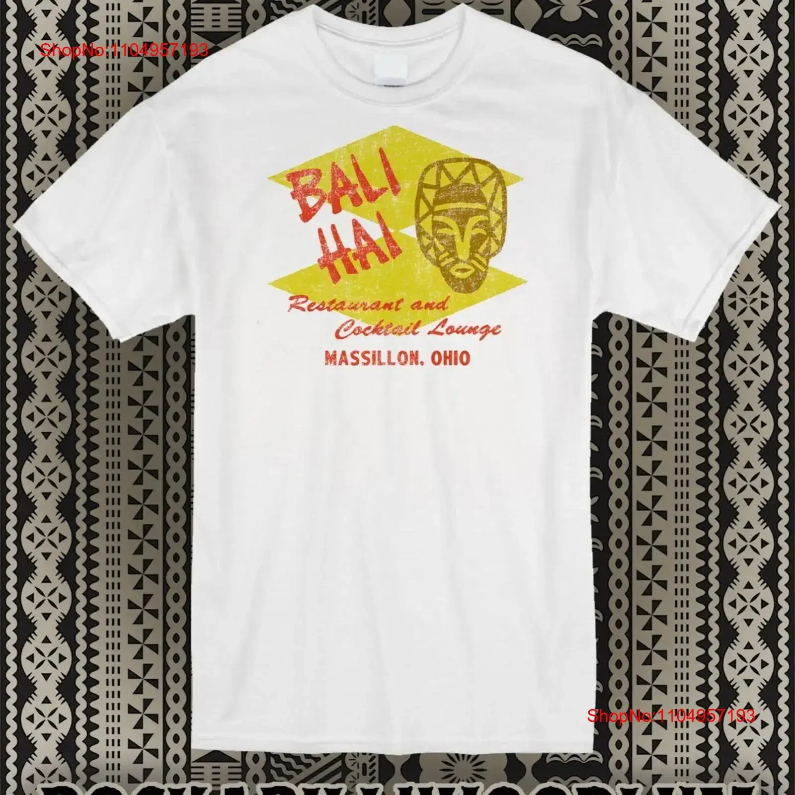 Retro Tiki Art Camiseta Taza de algodón Bar Restaurante Bali Hai Massillon Ohio vintage Lavado ropa de diseñador Estirado Unisex