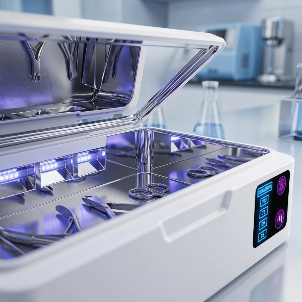 USB Nail Tool Cleaning Box, Professional Cleaning Case with Timer Function, for Salon and Home Nail Art Makeup Tools Clean