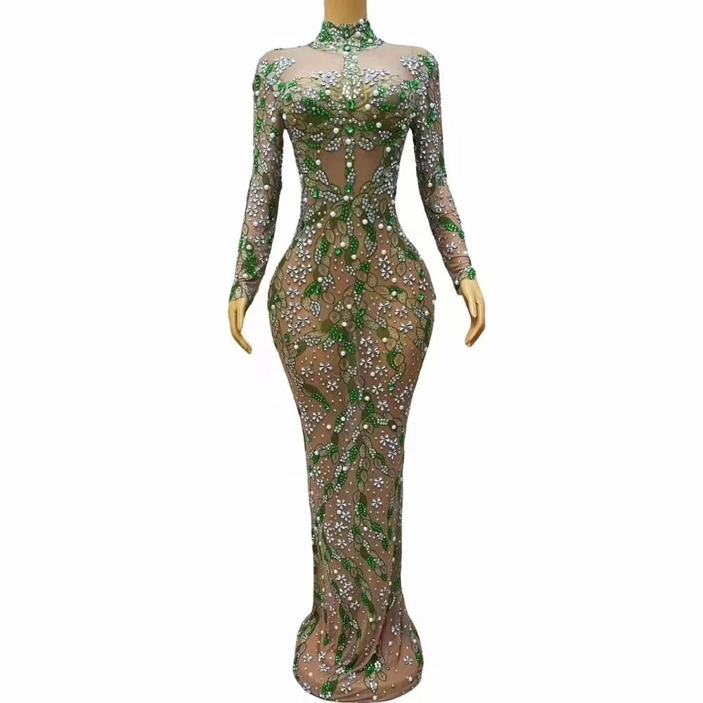 

Длинное кружевное сексуальное супер блестящее цветное платье со стразами, вечернее платье для шоу, бара, торжественное платье с рыбьим хвостом, дропшиппинг, платье макси