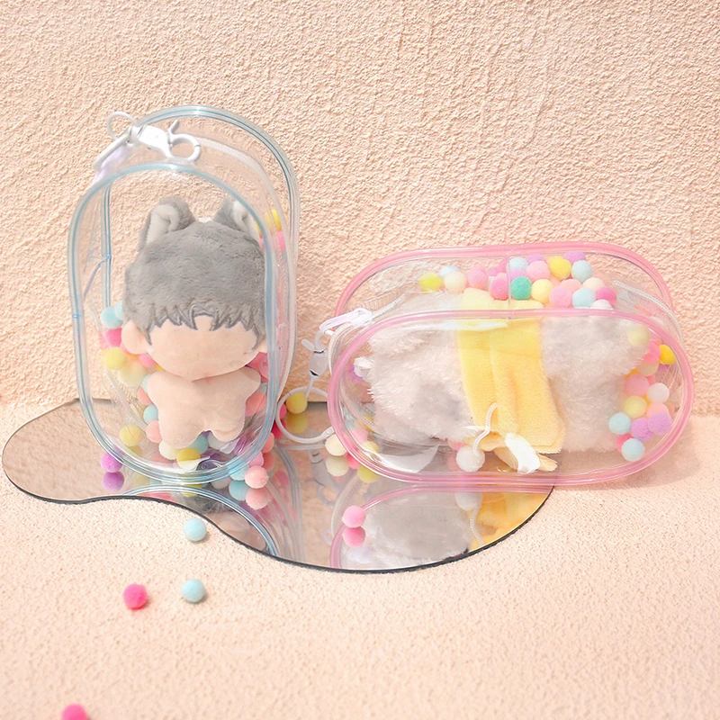 Creative Doll Bag Thickened Clear Pouch Outdoor Storage Pouch Keychain Transparent Doll Bag Pendant Kawaii Doll Storage Case