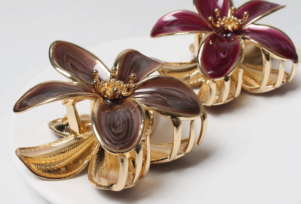 Blumen-Haarspangen für Frauen Plumeria Metall-Haarklammern Mittelgroße Haarklammern für Dickes und Dünnes Haar Tropische Strand-Haaraccessoires – Detail 5