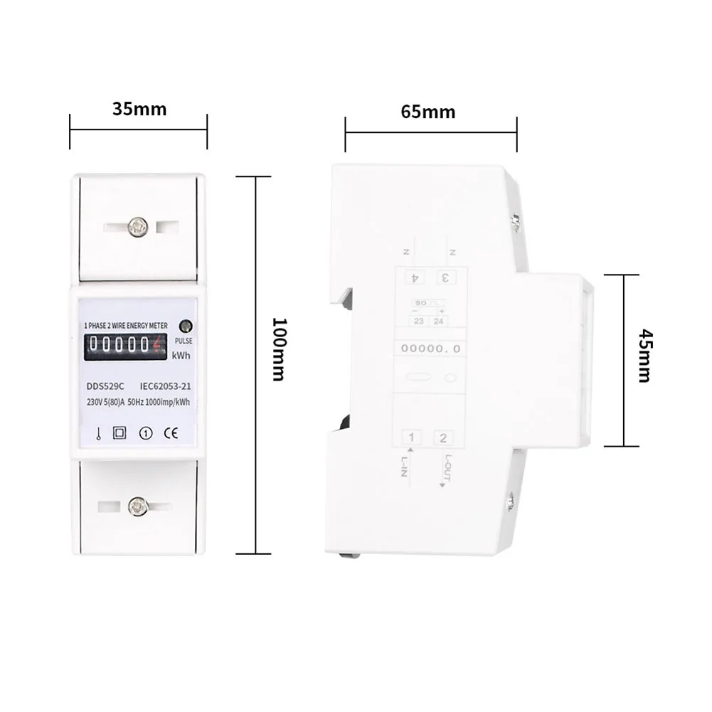 AC 230V 80A Single Phase DIN Rail Analog Mechanical Electricity Energy Meter For Home And Commercial Power Consumption Monitorin