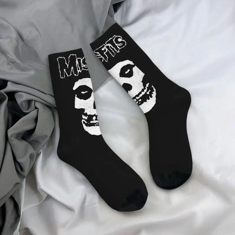 Rock Music Misfits Men\'s Crew Socks Unisex Funny 3D Printed Horror Rock Punk Dress Socks