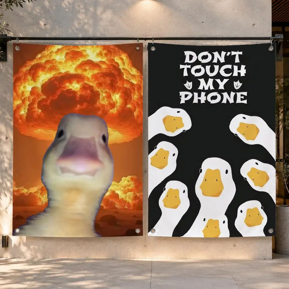 Meme Welcome to My Crib Duck Meme Flags  Funny Flags for Bedrooms Home Decor Items Outdoor Decors Garage Decoration Flaga