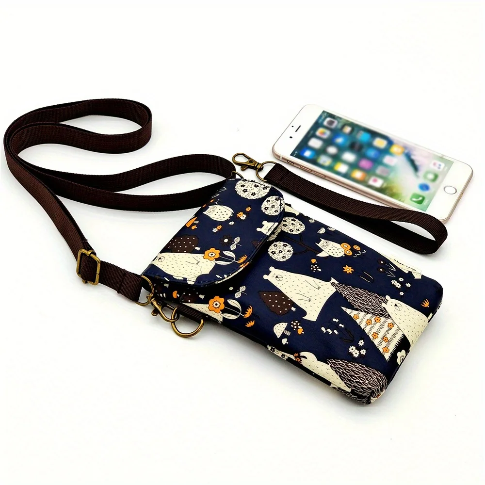 Schattige Crossbody Tas Met Kattenprint, Kawaii-Tas Voor Telefoon, Kleine Schoudertas Met Verstelbare Riem En Handtassen