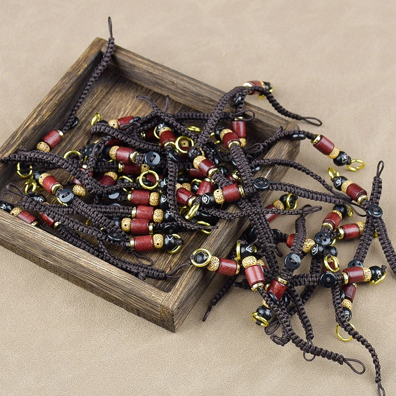 Chinese Style Key Lanyard Braided Rope Keychain DIY Xiangyun Rope Keyring Sandalwood Rope Pendant Key Accessories