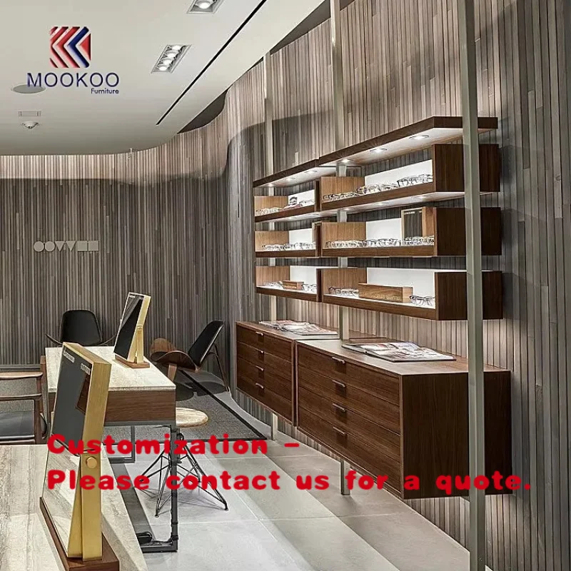 custom.Mookoo High-End Modern Fashion Display Racks Stylish Optical Design LED Lit Customizable Shop