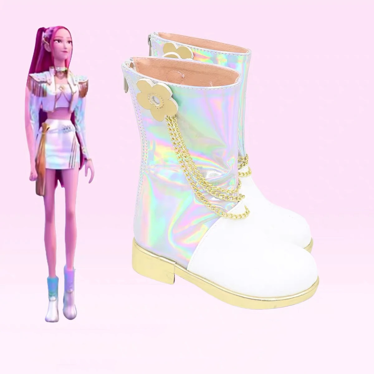 Nueva película k-pop Demon Hunters zapatos de Cosplay Rumi Zoey Mira botas blancas adultos niños accesorios de fiesta de Halloween accesorios para espectáculo en escenario