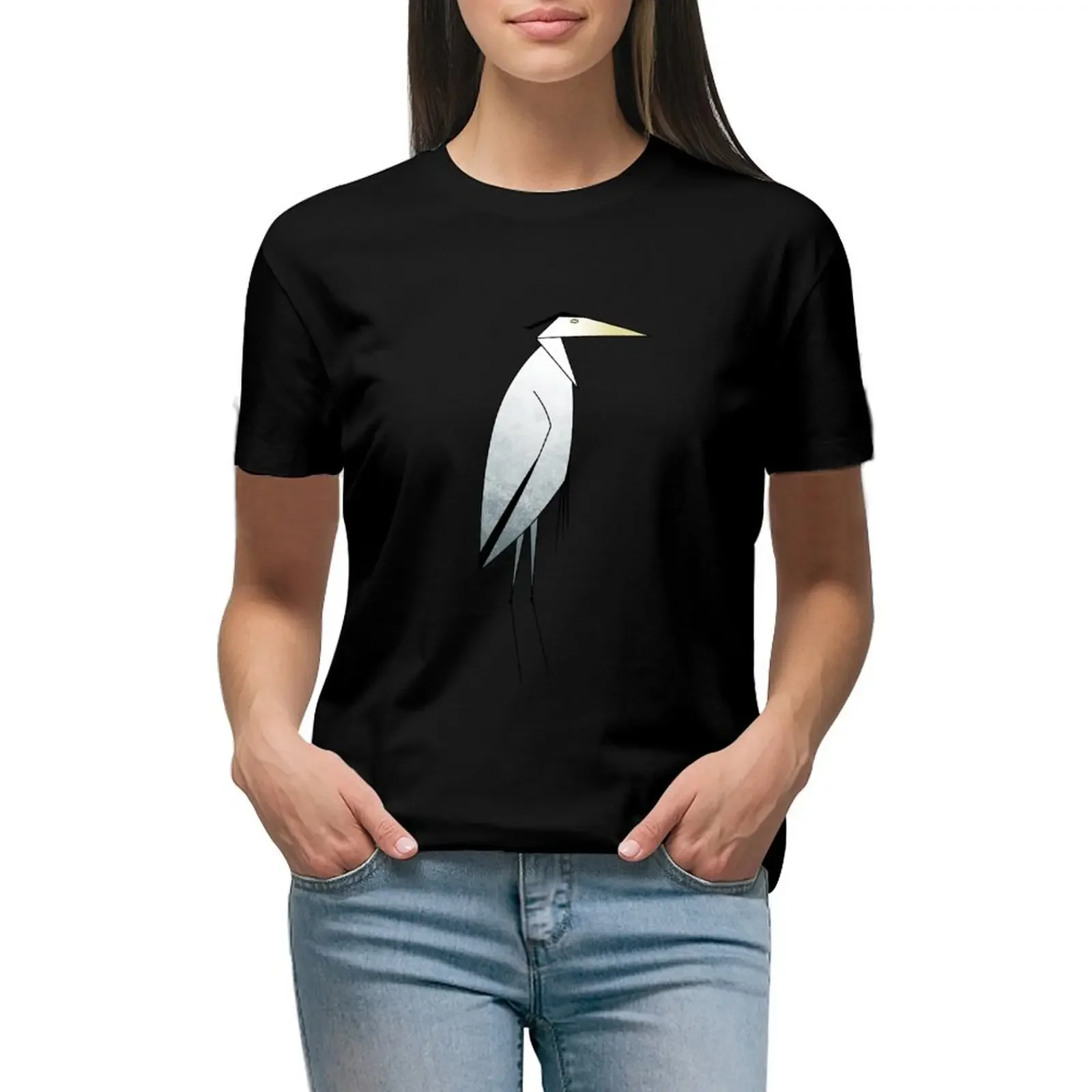

Heron Pattern T-Shirt tees animal print shirt for girls oversized t shirts for Women