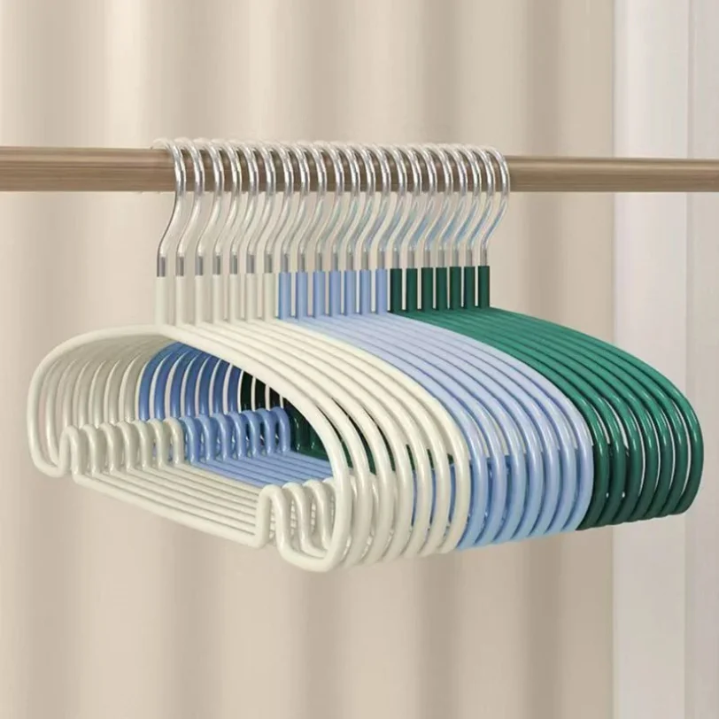 

10pcs Non-Slip Coated Metal Hangers Thicken No Trace Hanger For Clothes Suit Coat Shirt Jacket Hanging Hanger with Round Notches