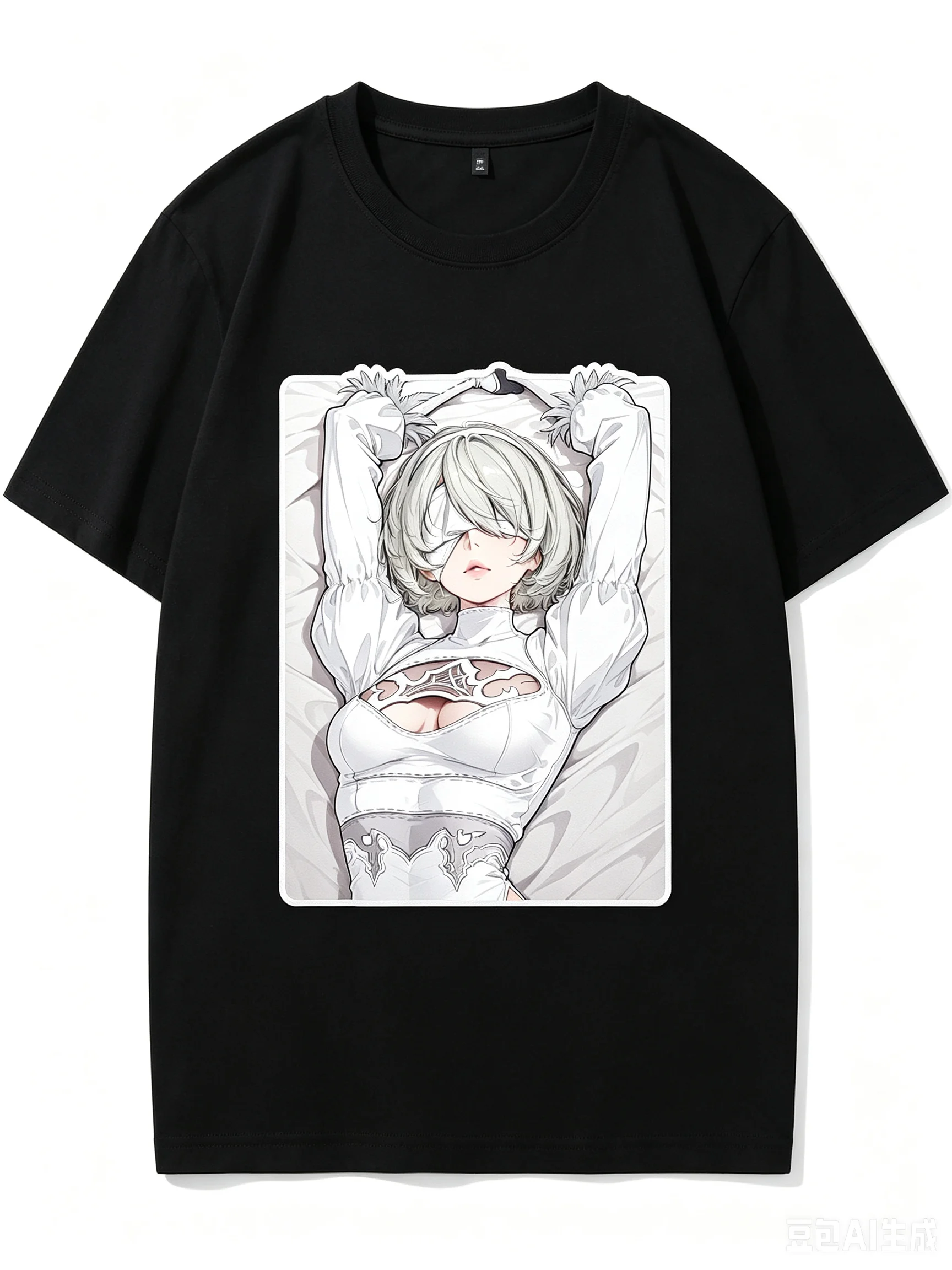 2026 New Unisex Crew Neck Casual Short Sleeve T-Shirt With Lying Pose 2B Anime Character Print From NieR Automata T-shirt