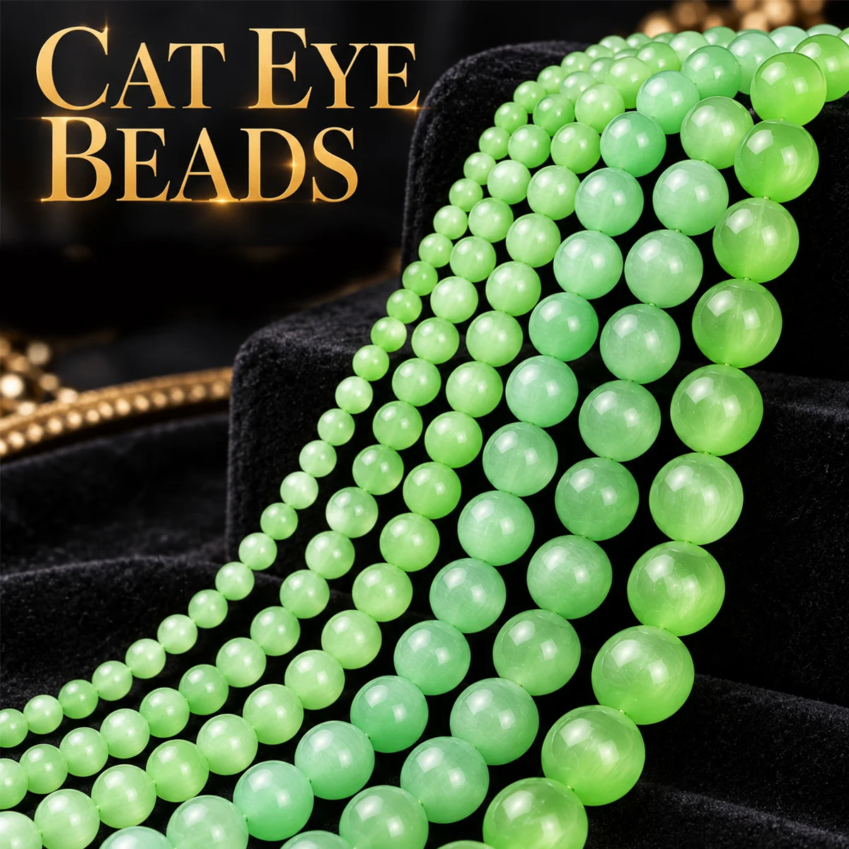 4/6/8/10/12mm16/19/24/33/47pcs Stone Light Green Cat's Eye Spacer Loose Beads For Jewelry Making DIY Bracelets Necklace Accessor
