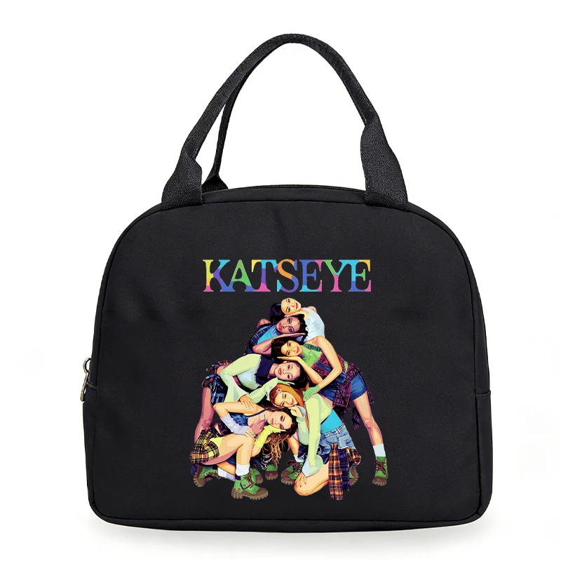 Fashion Katseye Girl Group Print Women Men Lunch Bag Korean Ulzzang Portable Insulated Bag School Multifunctional Bento Handbag