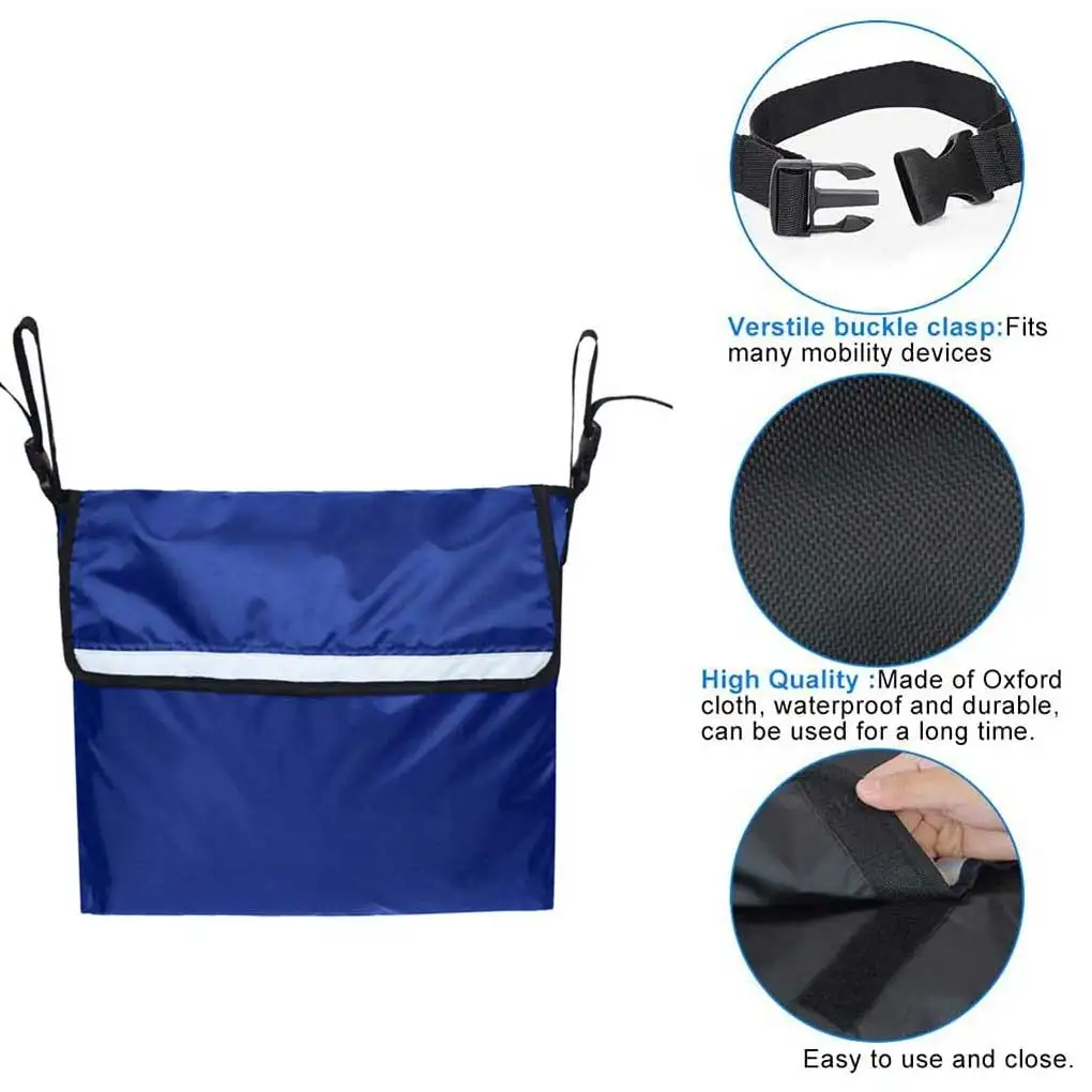 Wheelchair Backpack with Buckle Waterproof Adjustable Shoulder Strap Large Capacity Walker Water Bottle Storage Bags