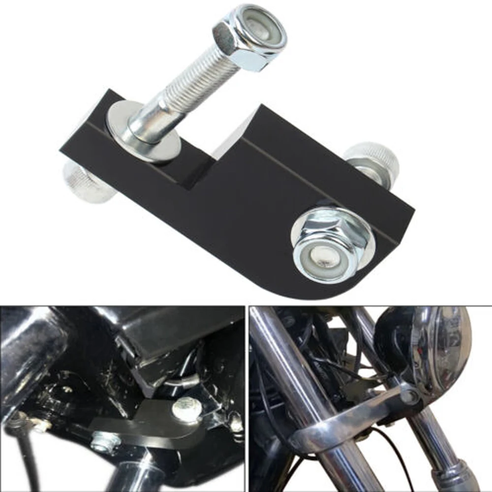 Motorcycle Black Headlight Extension Block Kit 39-49mm Fork Headlamp Relocation Bracket For Harley Dyna Super Glide FXDF FXDB