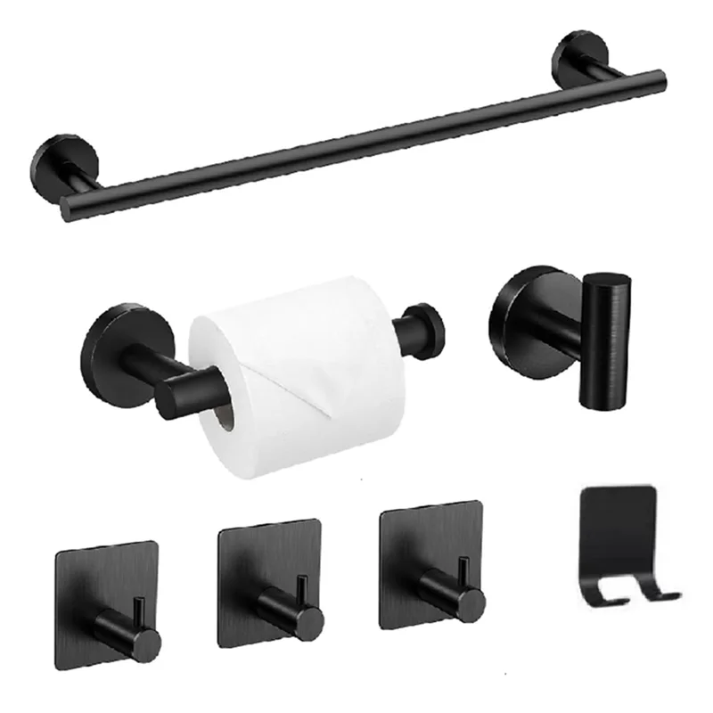 A27F-For Bathroom Bath Towel Bar Set 7-Piece Stainless Steel For Bathroom Hardware Accessories Towel Racks For Bathroom Wall Mou