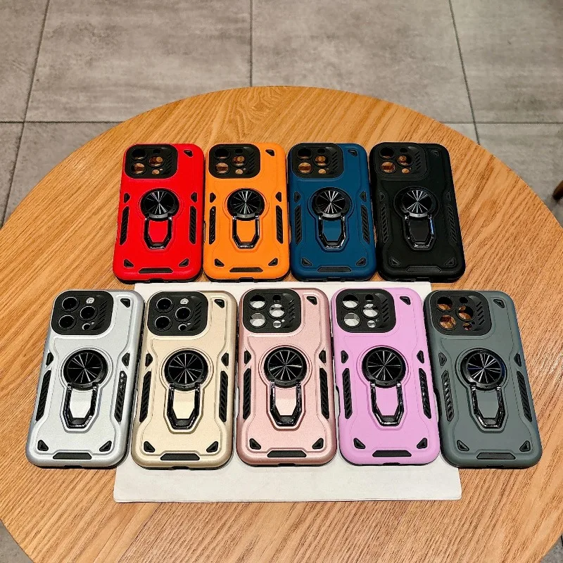 مدرعة فاخرة 360 ° حافظة حماية 2 في 1 بحلقة معدنية دوارة، مناسبة لهاتف آيفون 11 12 13 14 15 16 17 Air Pro Max plus #6