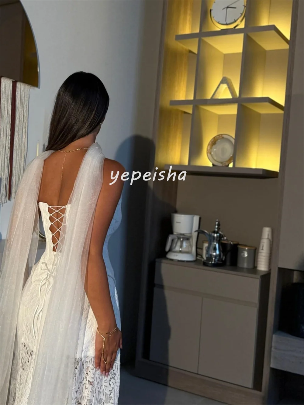 Abiti midi senza spalline a sirena in pizzo con pieghe abbinate sexy personalizzati Abiti per occasioni su misura Taglie disponibili Casual di alta qualità