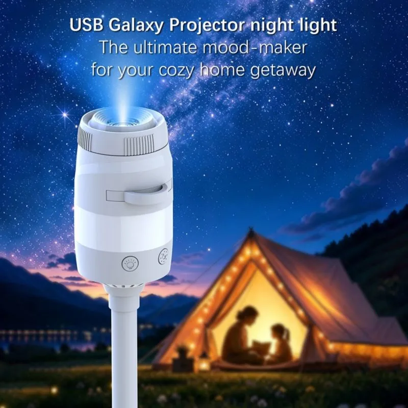 DT16 Plug and Play HD Star Projector Night Light 2 in 1 USB for Galaxy Lamp with 13 Slides for Room Decor
