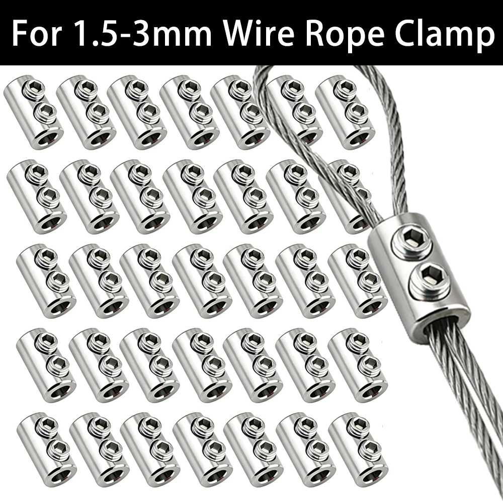 

1-3mm Steel Wire Rope Clamp Stainless Steel Cable Metal Copper Clip Sling Tools Adjustable Screw Fixing Hardware Accessories