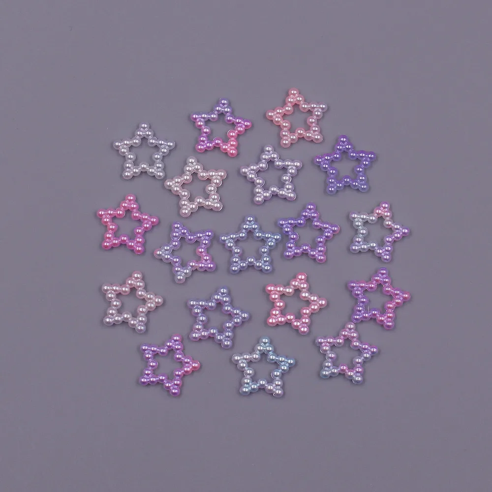 Cuentas sueltas en forma de estrella, 100 piezas, ABS, perlas de imitación, parte trasera plana, bricolaje, joyería, decoración de álbum de recortes, 12MM