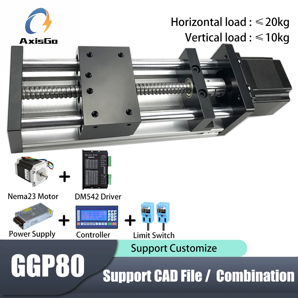 GGP Dual Shaft Ball Screw Linear Slide Table with Stepper Motor, Electric Cross Precision Linear Actuator Module