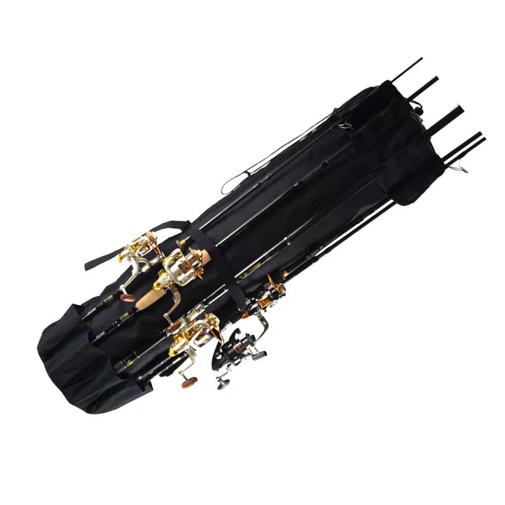 

Cylindrical Fishing Gear Organizer Durable Polyester Cloth Multipockets Large Capacity Middle Fixing Strap Bottom Small Pouches