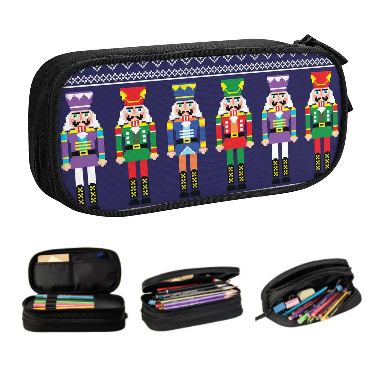 Custom Nutcracker Kawaii Pencil Case Boys Gilrs Large Capacity Christmas Nutcrackers Toy Soldier Pencil Box Students Stationery