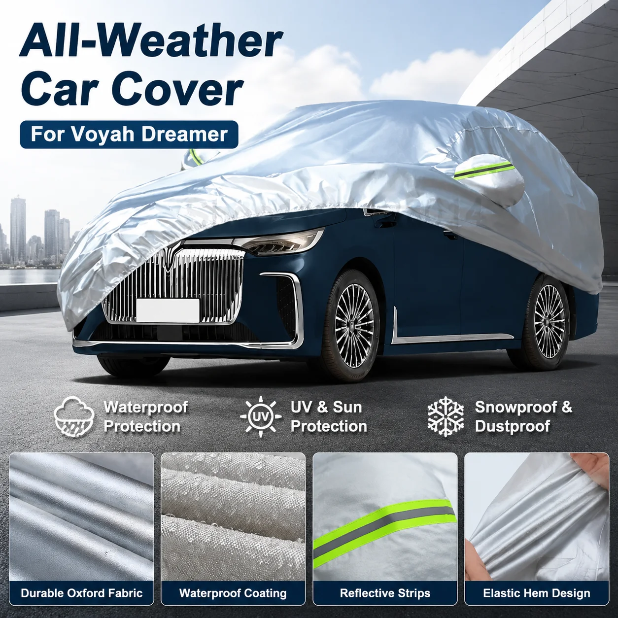 Waterproof Outdoor Full Car Cover Reflective Strips Snowproof Dustproof UV Protection For Voyah Dreamer Auto Exterior Accessory