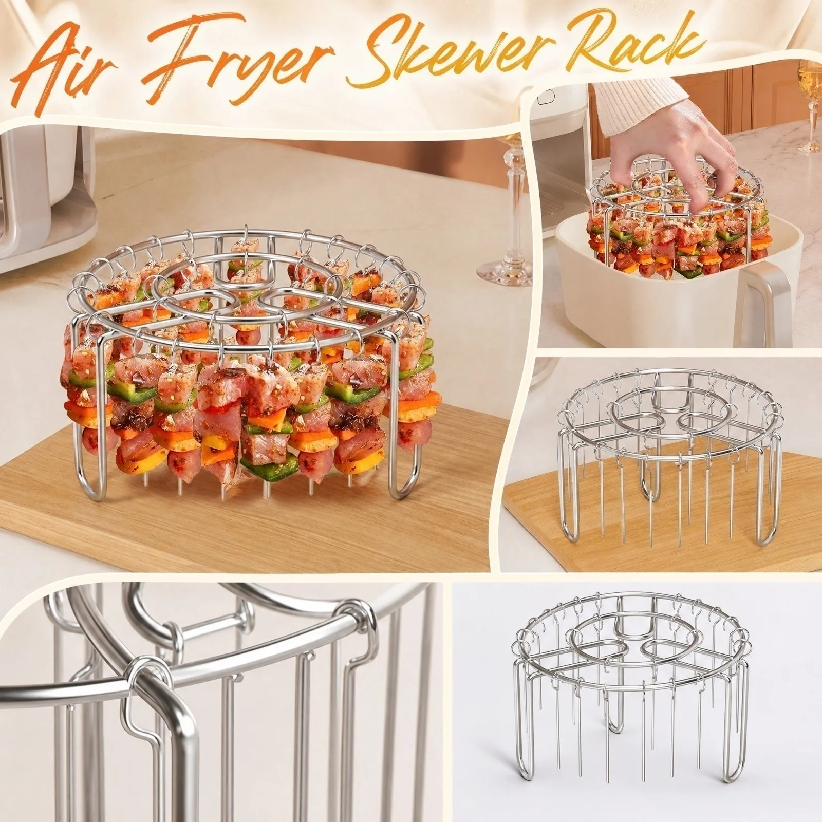 Kitchen Baking Utensils - Kitchen Air Fryer Skewer Rack Household