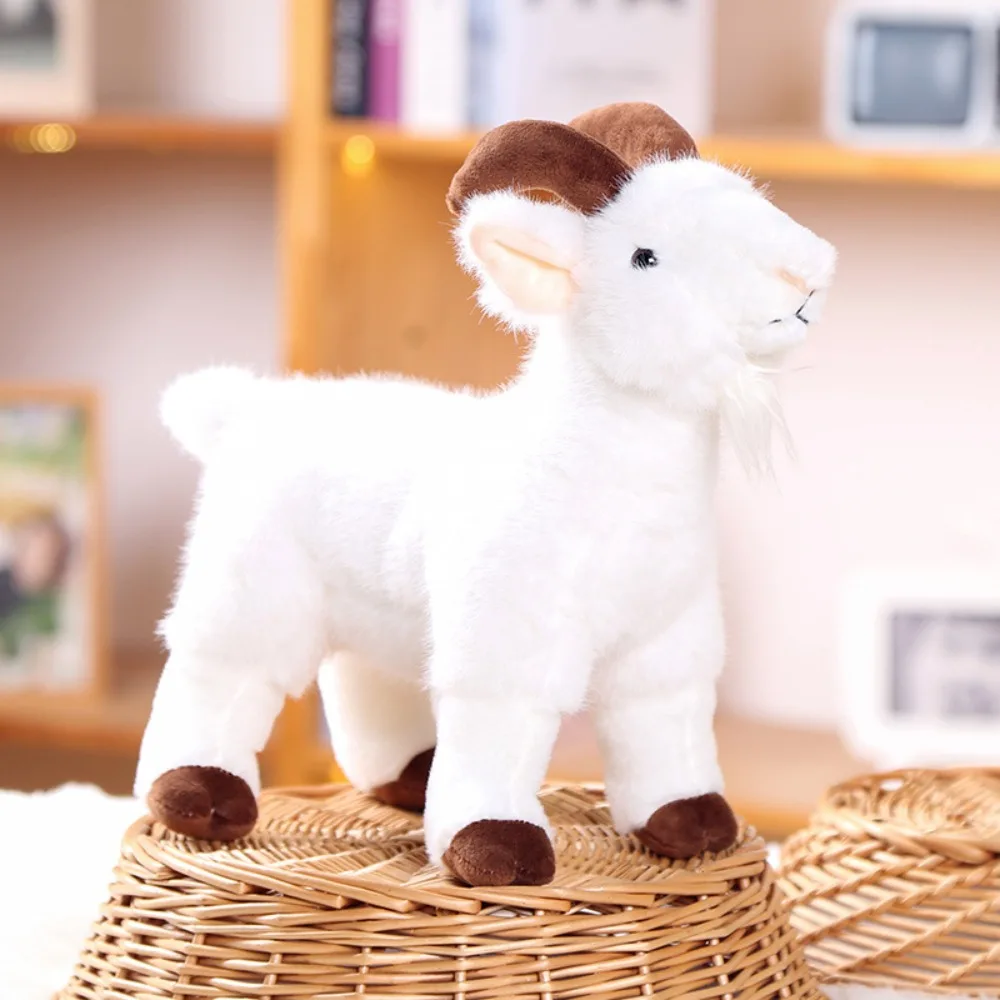 

Plushie Sheep PP Cotton Baby Goat 18/30cm Fluffy Horned Sheep Stuffed Cute Baby Goat Keychain Valentine's Day Gifts
