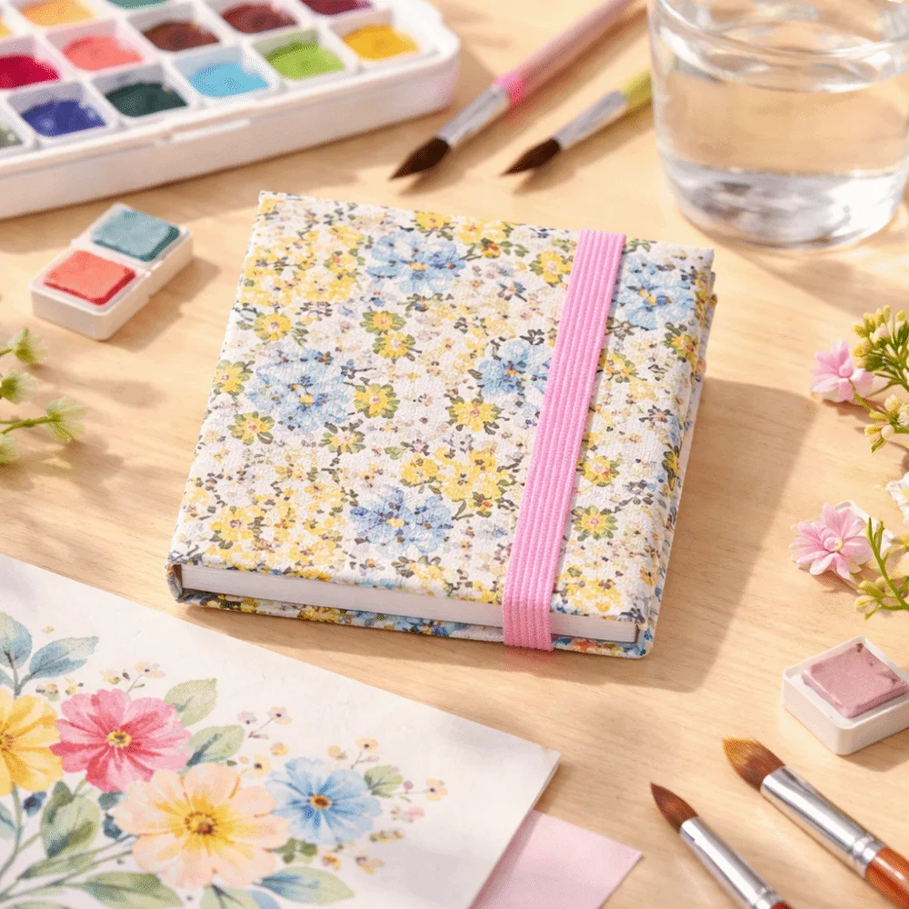 300gsm Wood Pulp Watercolor Sketchbook Fine Grain Texture 20 Sheets Mini Watercolor Book Square Shape Thickened Paper