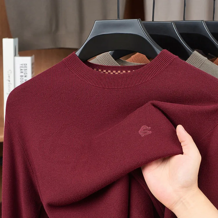 

Thiened теплый шерстяной свитер для мужчин, повседневный вязаный круглый новый зимний свитер для отдыха, большой размер, мягкий нейлон, полиэстер, смесь