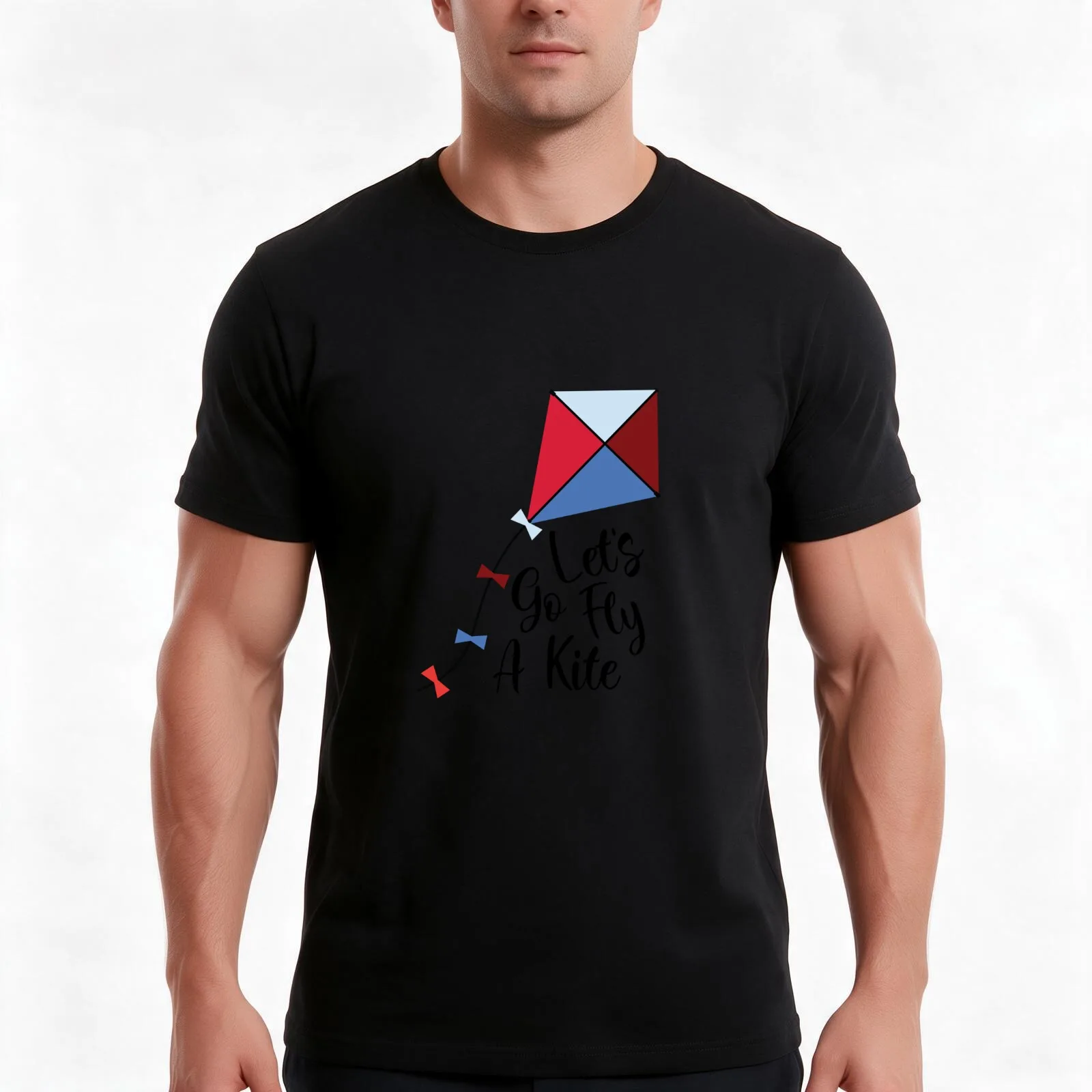 Let's Go Fly A Kite T-Shirt, Summer Casual Cotton Tee, Oversized Streetwear Tops, Vintage Graphic Print, Loose Fit Short Sleeve
