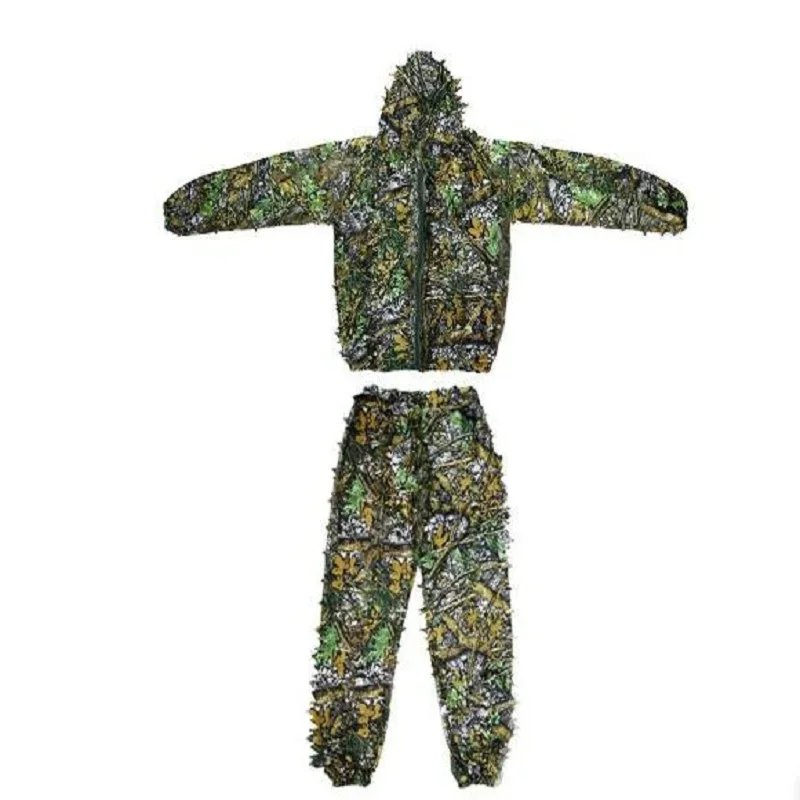 

2025 Men Women Outdoor Ghillie Suit Camouflage Clothes Jungle Suit CS Training Leaves Clothing Hunting Suit Pants Hooded Jacket