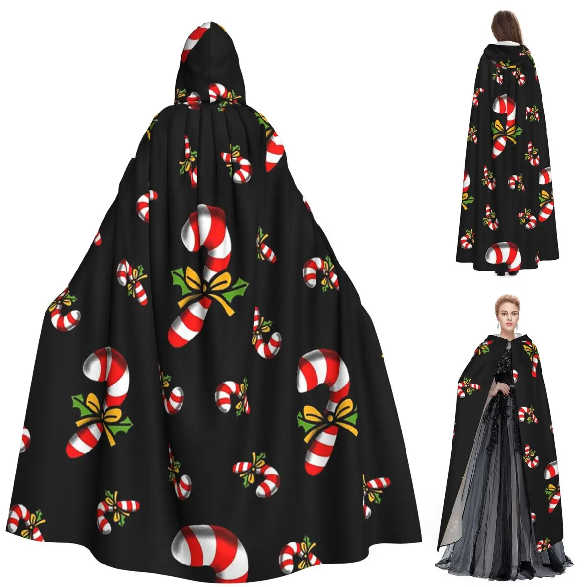 

Рождественская конфета, длинный плащ с капюшоном, ведьма, средневековый костюм, накидка для косплея, Хэллоуин, вечеринка, для взрослых, унисекс