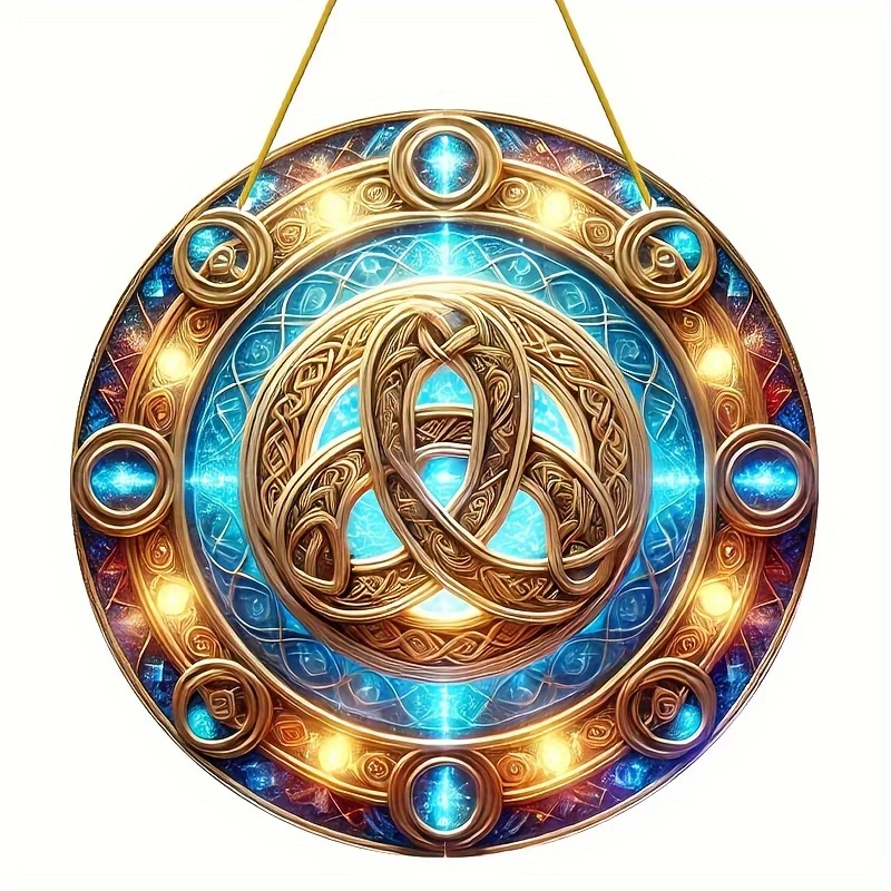 Celtic Knot Sun Catcher - Acrylic Tripod, Pagan & Witchcraft Astrology Wall Art, Whimsical Home & Garden Outdoor Decoration