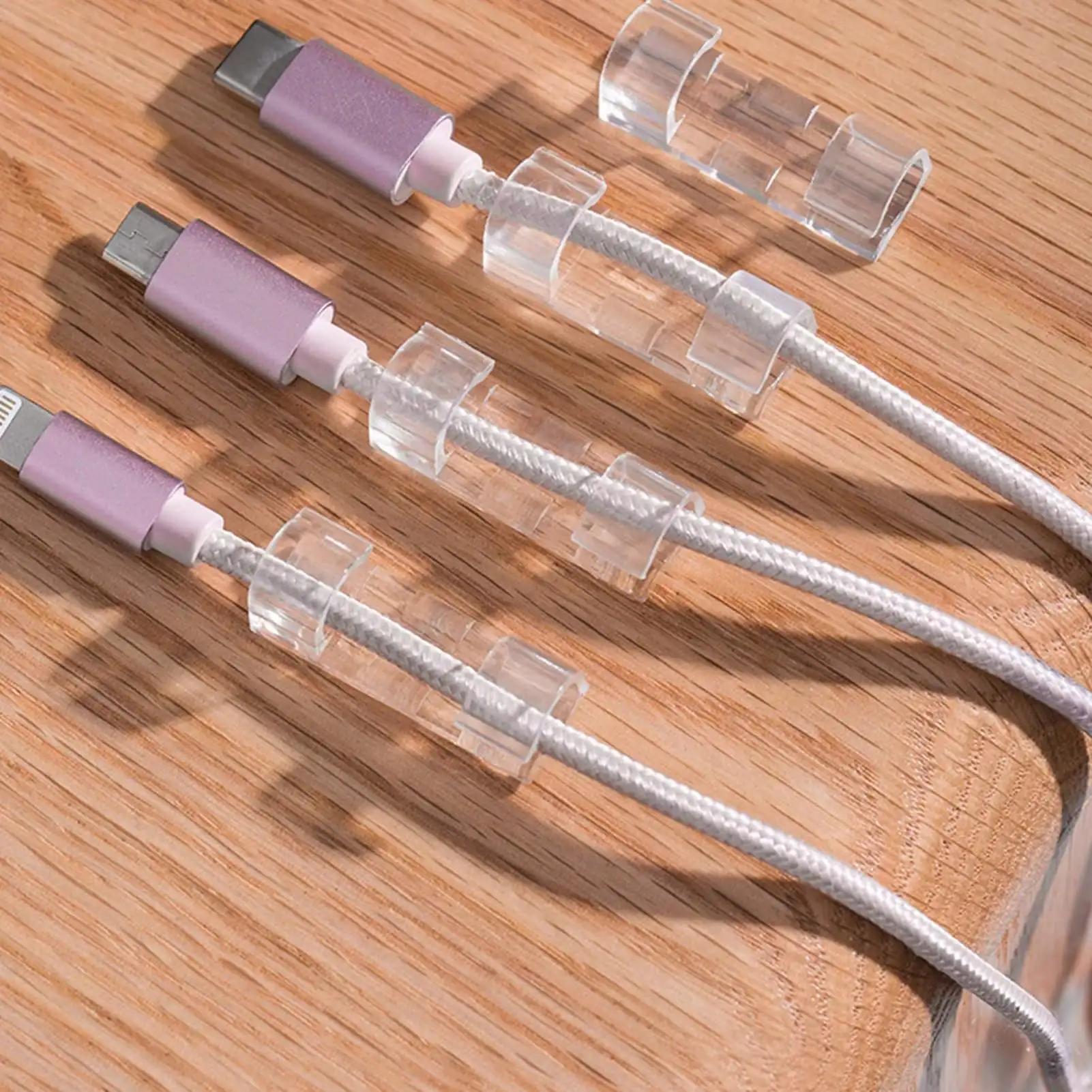 20Pcs S Size Clear Adhesive Cable Clips Strong Self Adhesive Cable Management Clips Clear Cable Organizer Cord Holder For TV PC Network Cable Household Wire