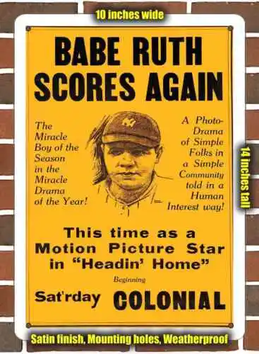 Metal Sign - 1920 Babe Ruth in Headin' Home Movie- 10x14 inches