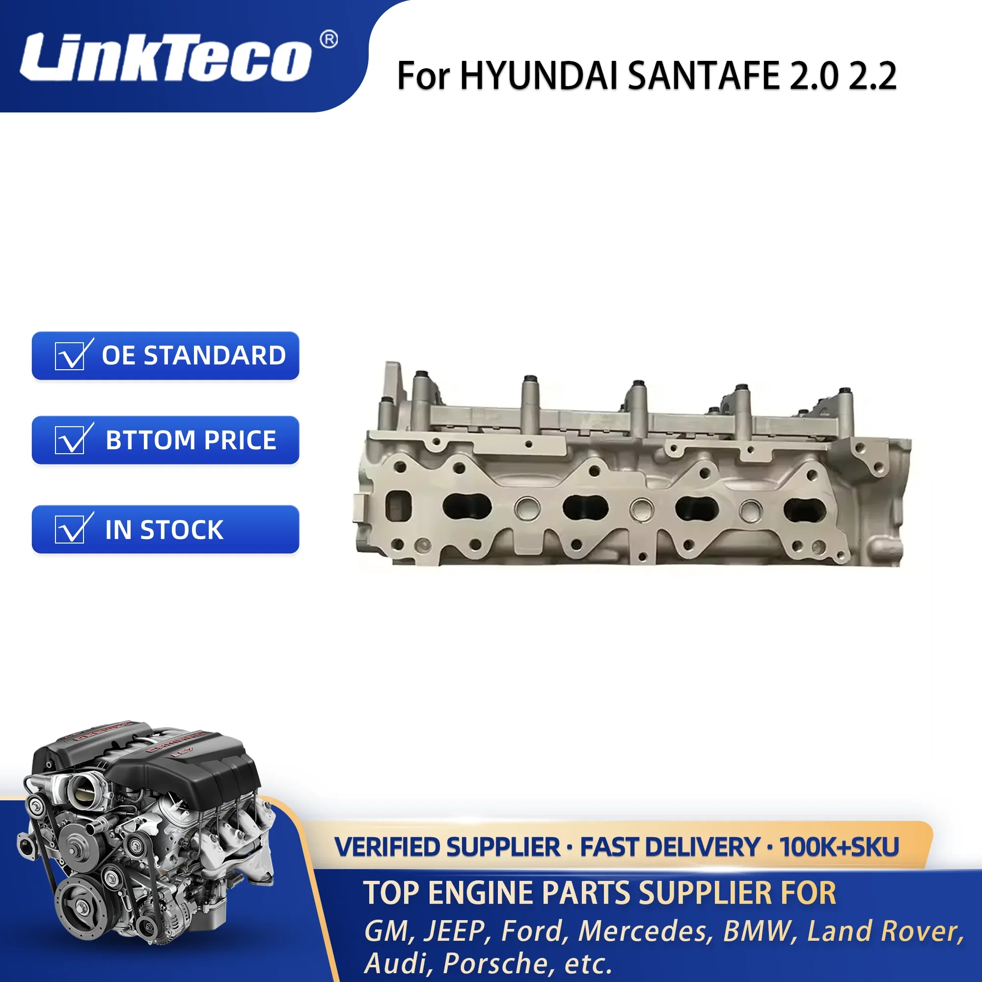 Linkteco D4HA /D4HB Cylinder head  for HYUNDAI SANTAFE 2.0 2.2 2012-2016 221002F000 221112F700 452F42FU00 551F52FU00 552F52FU00