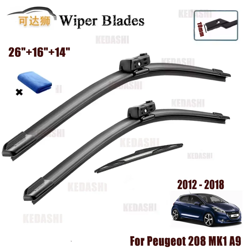 

Car Wiper Front Wiper Blades For Fit Peugeot 208 MK1 2012 - 2018 Push Button Arm Windscreen Wipers Auto Accessories 26"16"14"