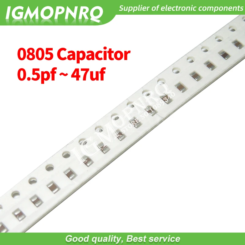 100pcs 0805 SMD Chip Multilayer Ceramic Capacitor 0.5pF - 47uF 10pF 22pF 100pF 1nF 10nF 100nF 0.1uF 1uF 2.2uF 4.7uF 10uF 22uF