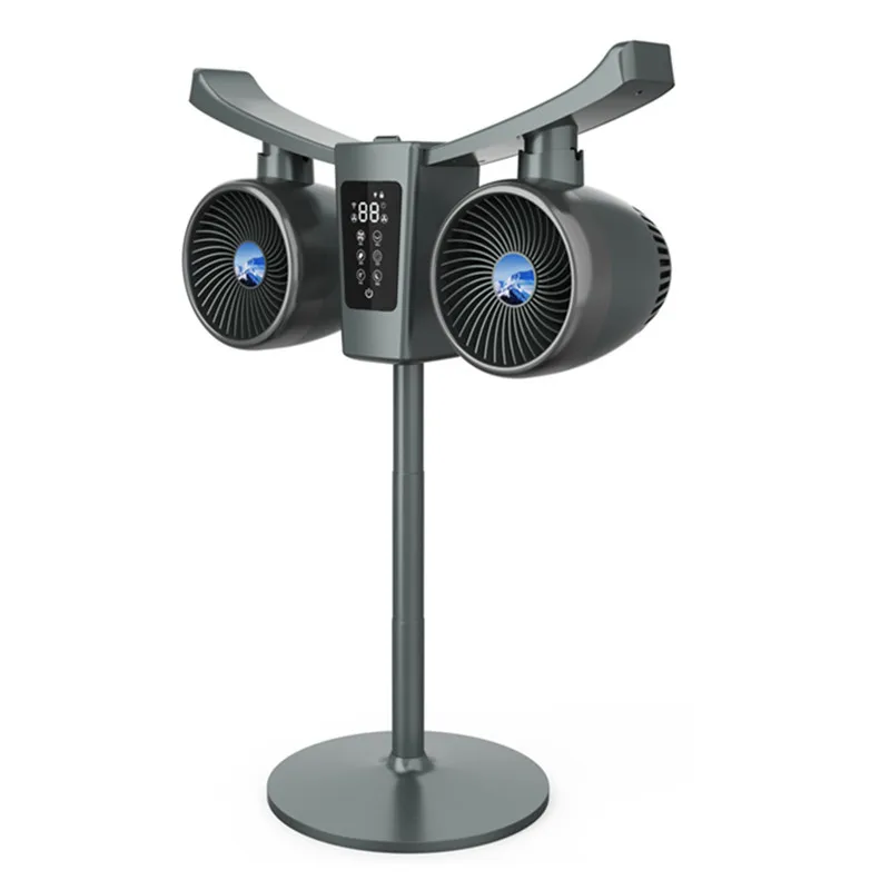 Humidify Air Circulation Fan,Double Heads Floor Fan, Intelligent Voice Frequency Conversion Table Vertical Electric Fan Portable