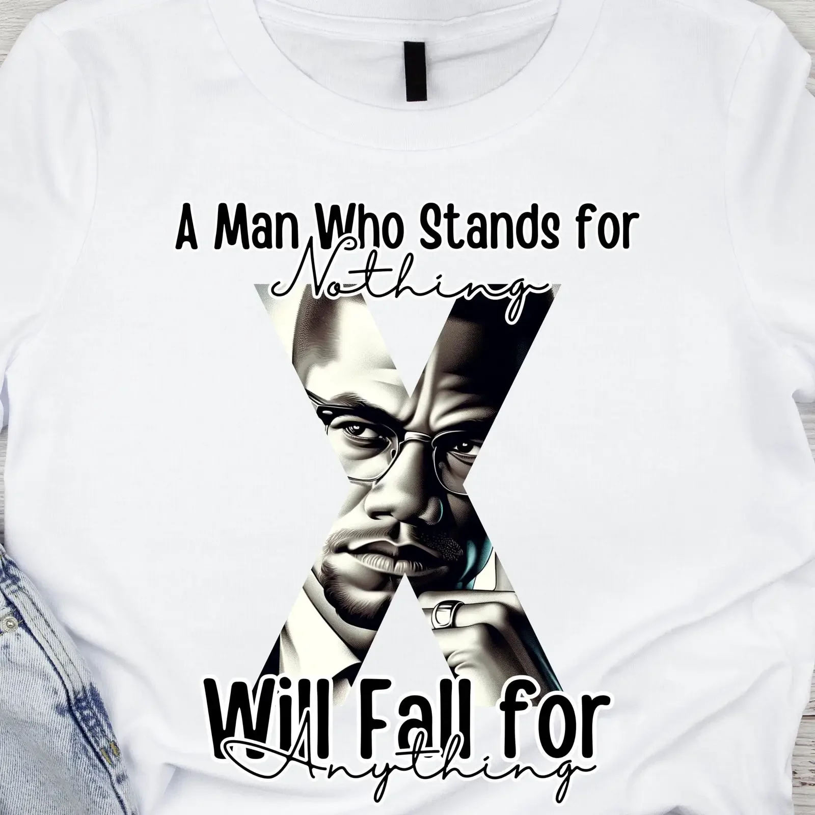 Malcolm X Quote Print Black History Month Art Digital Download vintage Washed streetwear Casual Top For Everyday Wear Unisex