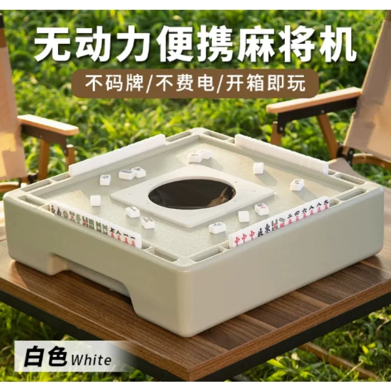 Portable Mini Mahjong Set 144 Cards, Manual Table Game for Camping Travel Dorm, Compact Outdoor Kit