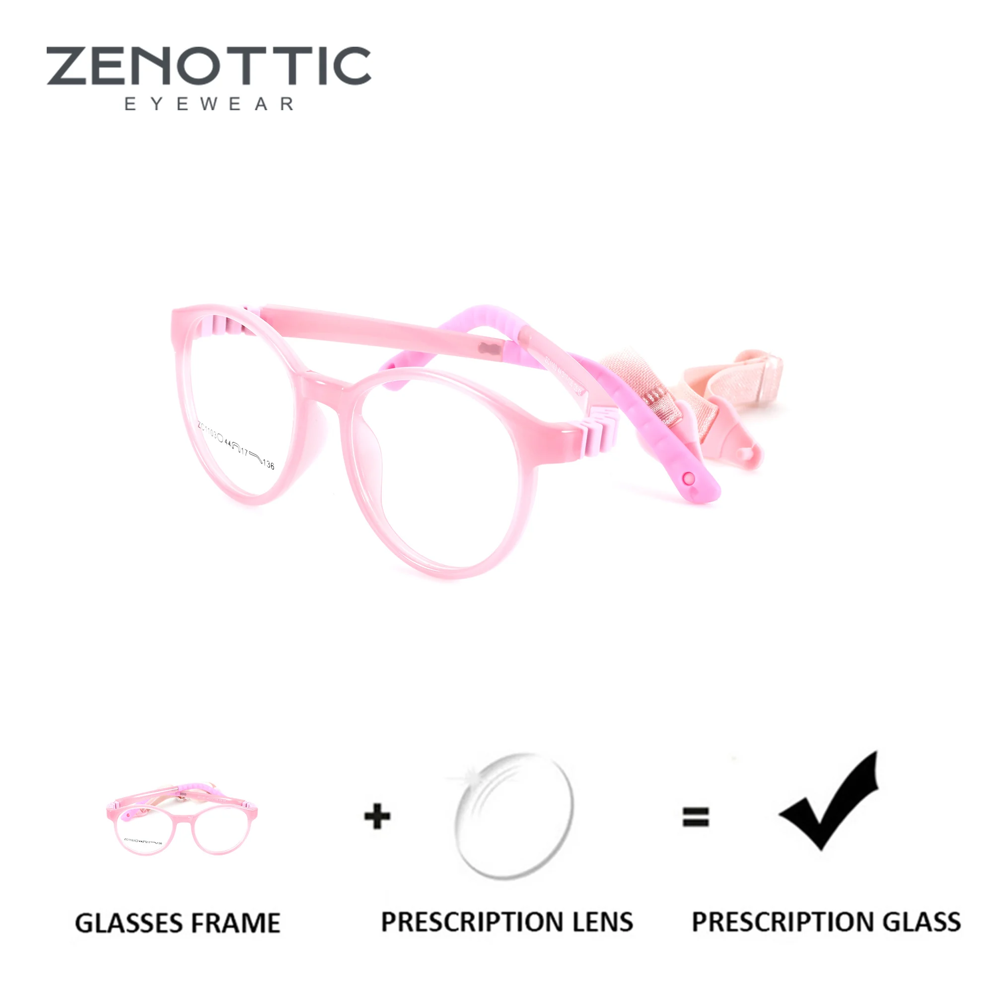 ZENOTTIC XXS Size Round Prescription Eyeglasses Kids With Lanyard Anti Blue Light Optical Reading Glasses for Girls Boys