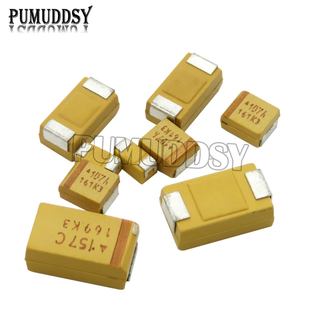 10 sztuk A B C D typ kondensator tantalowy 22UF 47UF 100NF 68UF 6.3V 10V 16V 25V 35V 50V/4.7/10/33/68/100UF A3216/b3528/C6032/D7343