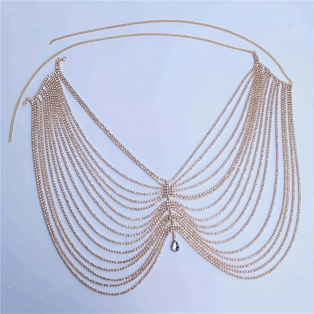 Personalized Sparkling Tassel Crystal Waist Chain Water Drop Pendant Nightclub Party Bikini Rhinestone Waist Chain Body Chain