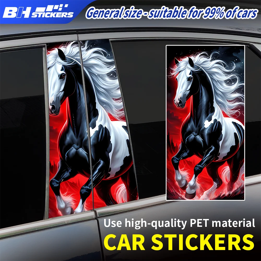 

Galloping Paint Horse Car Pillar Wrap Mystical Red Cloud Stallion Vinyl Sticker for Truck SUV B-Pillar Cool Exterior Accessories