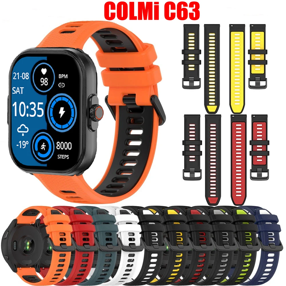 

Sports Silicone Strap for COLMi C63 C81 Quick Fit 20mm 22mm Breathable Wrist Wristband Accessorie